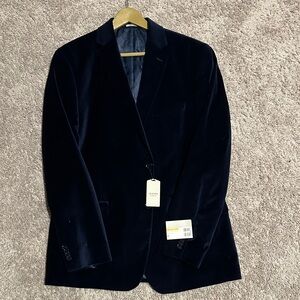 Alfani Slim Fit Velvet Navy Blazer
